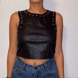 Black Studded Crop Top